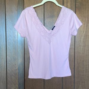 Rue 21 soft pink off the shoulder, V-neck top